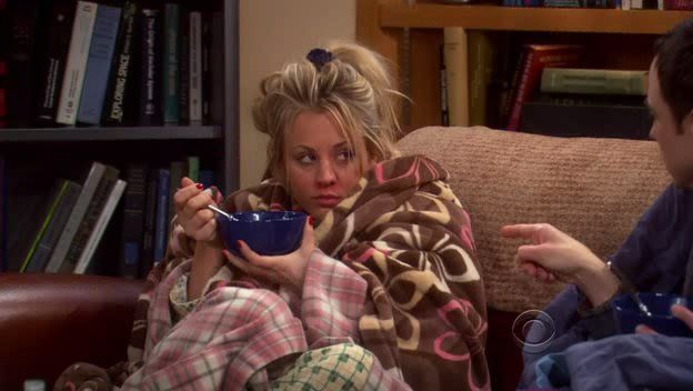 Meme de Penny, personaje de The Big Bang Theory, resfriada